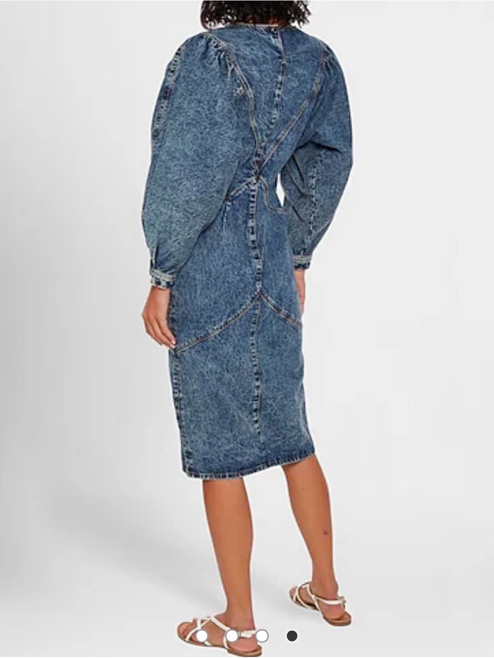 Isabel Marant Midwash Denim Midi Dress with Balloon Sleeves size 38 (6) - Picture 2 of 9